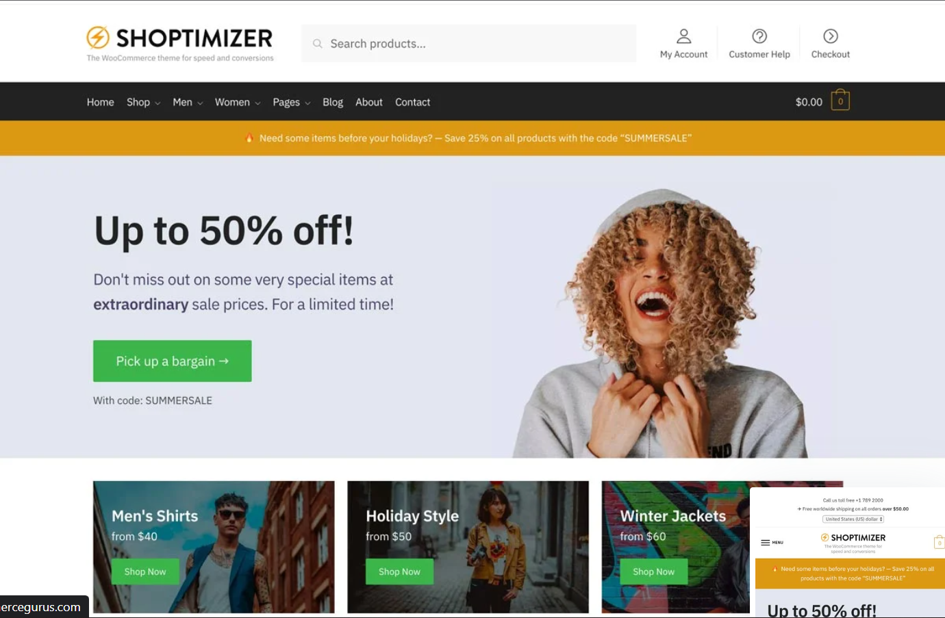 Shoptimizer Ecommerce - website template themes
