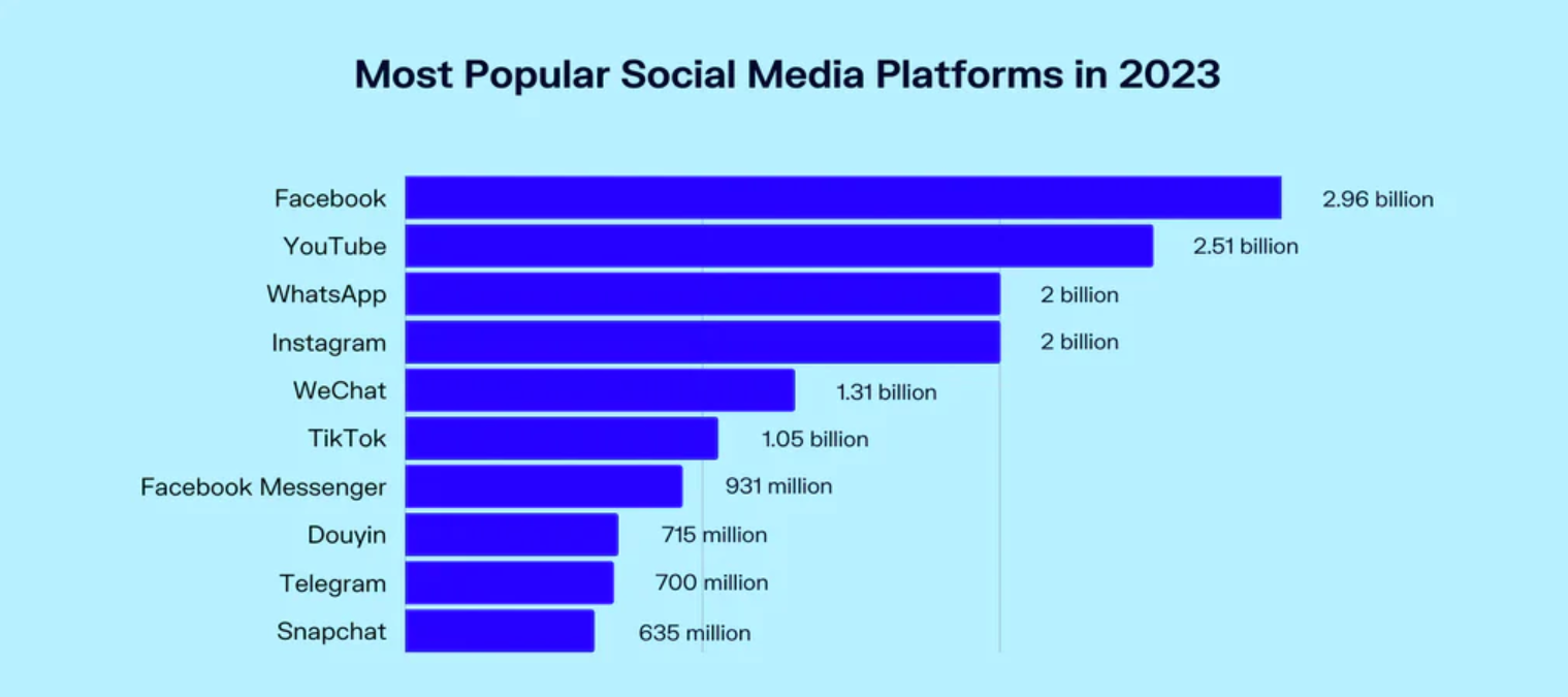 Social Media Platforms (Modern Marketplace) popularity Stats Infographic