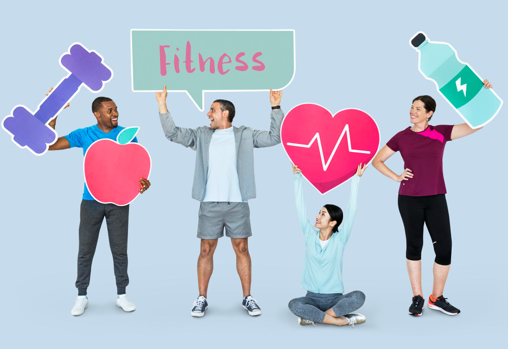 Health and Wellness Business - People showing health icons